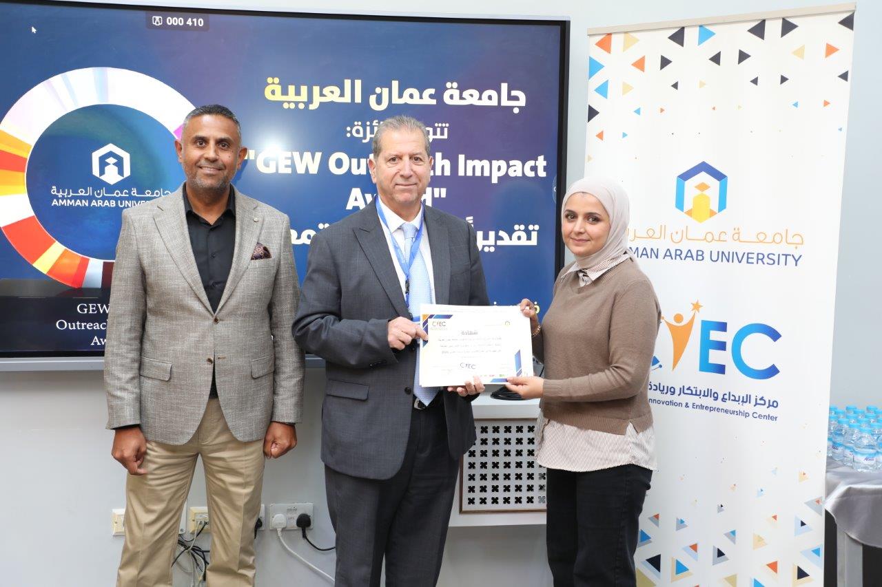 جامعة عمان العربية تكرم المشاركين في فعاليات اسبوع الريادة العالمي 202533