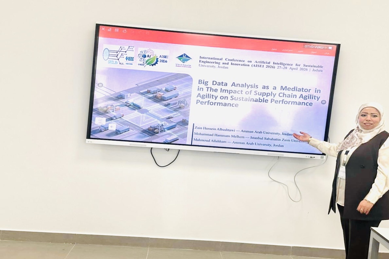 الدكتورة البشتاوي من "عمان العربية" تشارك في مؤتمر" AISEI 2026" حول الابتكار والاستدامة1