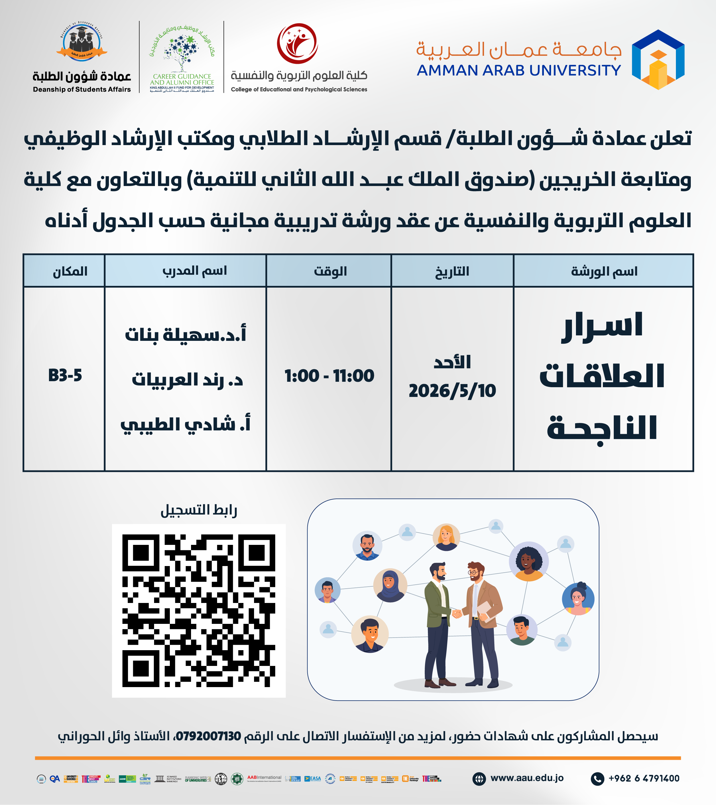 ورشة تدريبية بعنوان اسرار العلاقات الناجحة