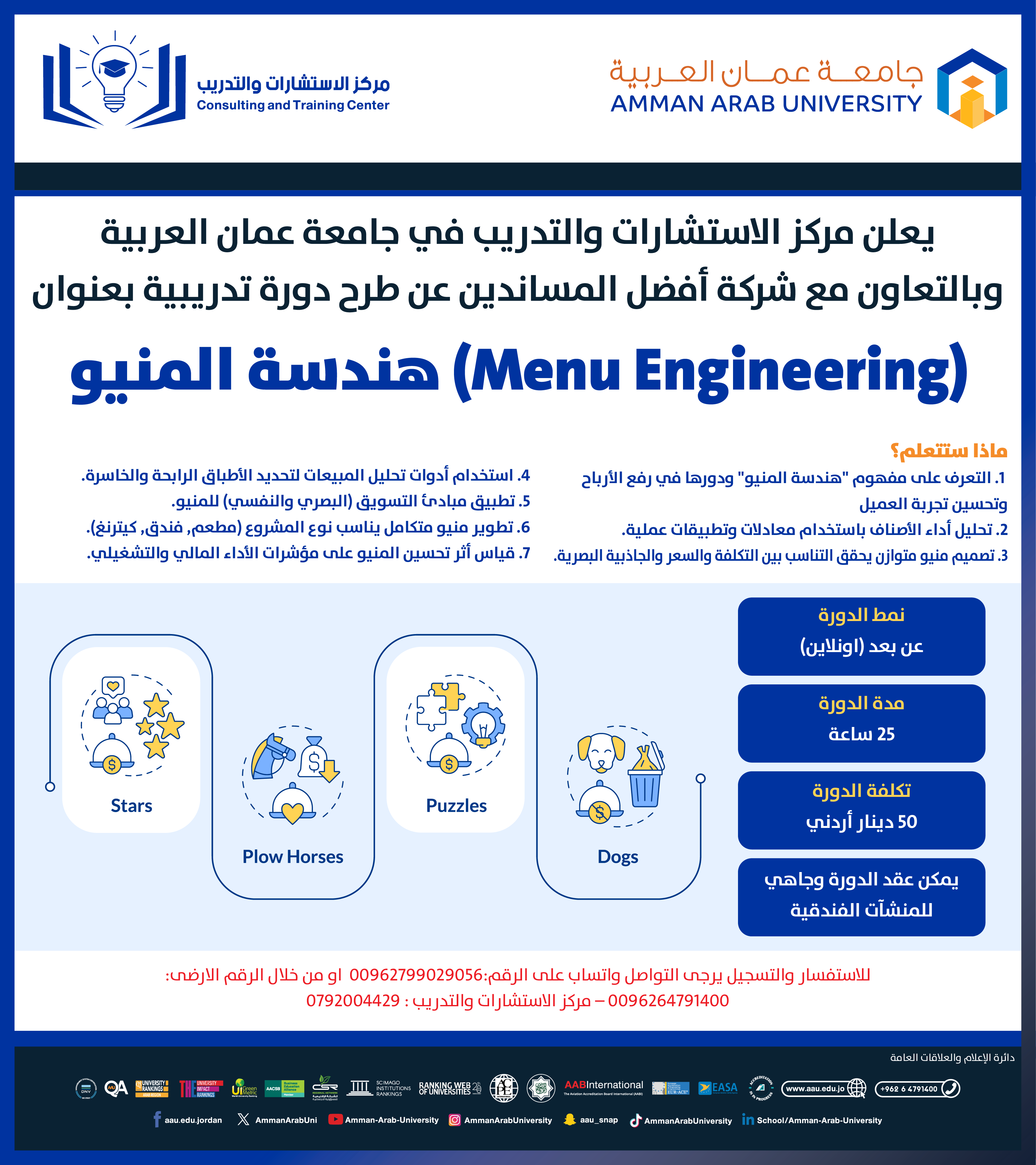 دورة تدريبية بعنوان هندسة المنيو