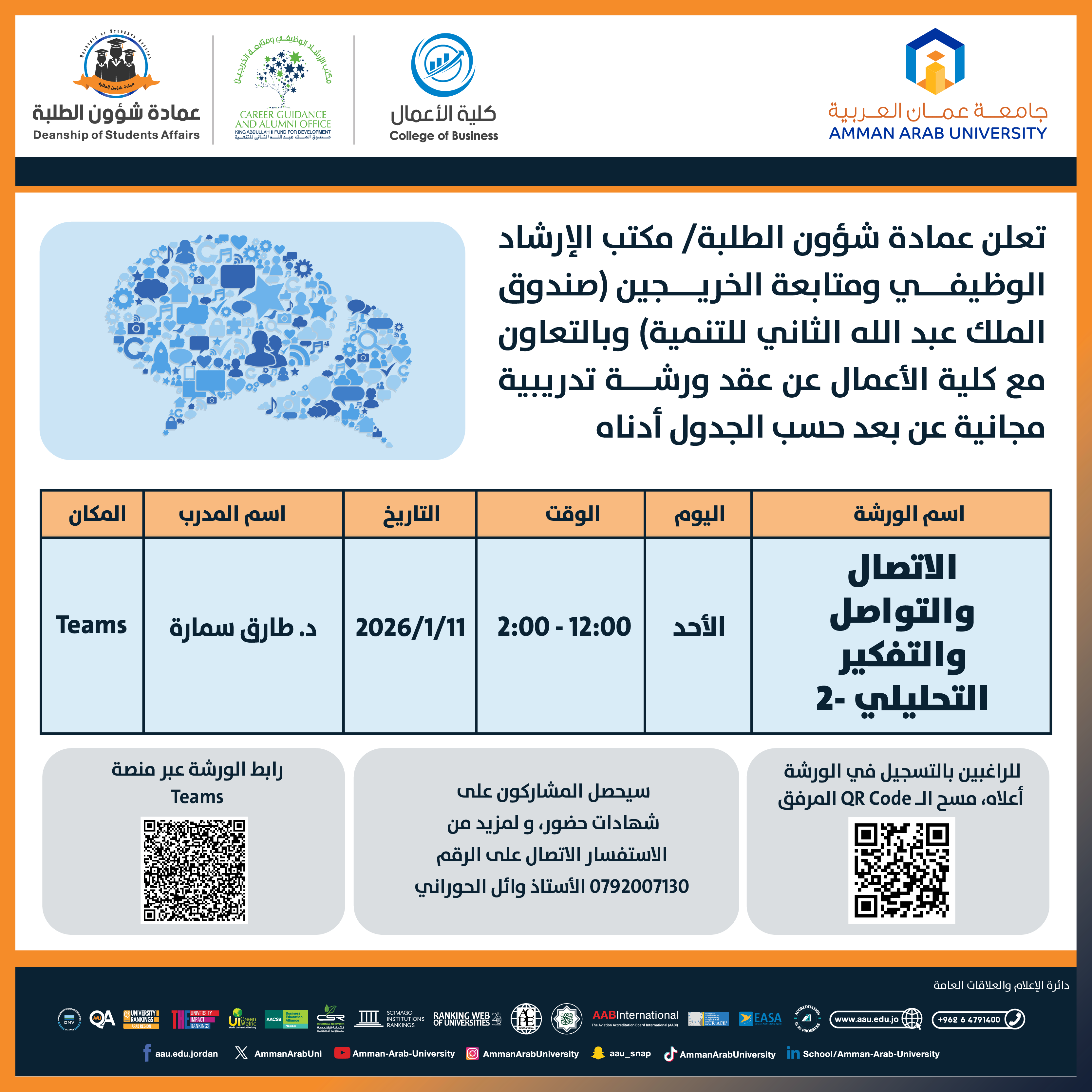 ورشة تدريبية بعنوان الاتصال والتواصل والتفكير التحليلي - 2