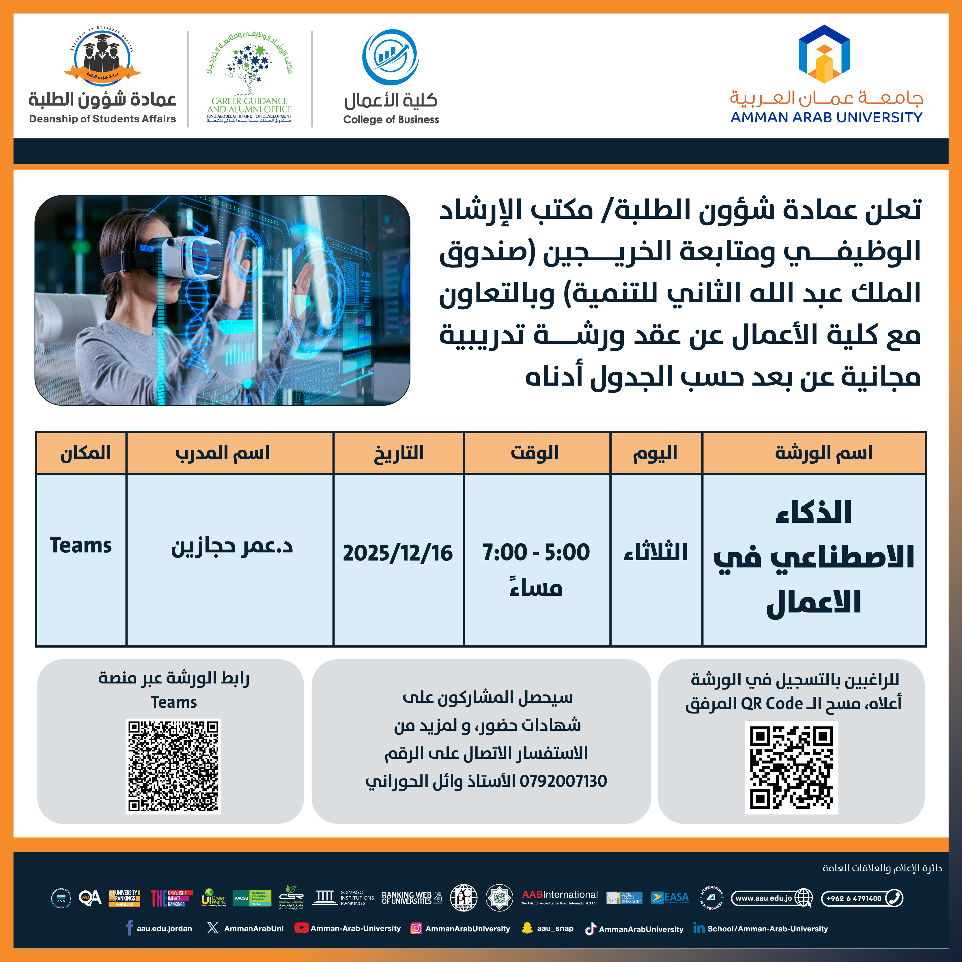 ورشة تدريبية بعنوان الذكاء الاصطناعي في الاعمال