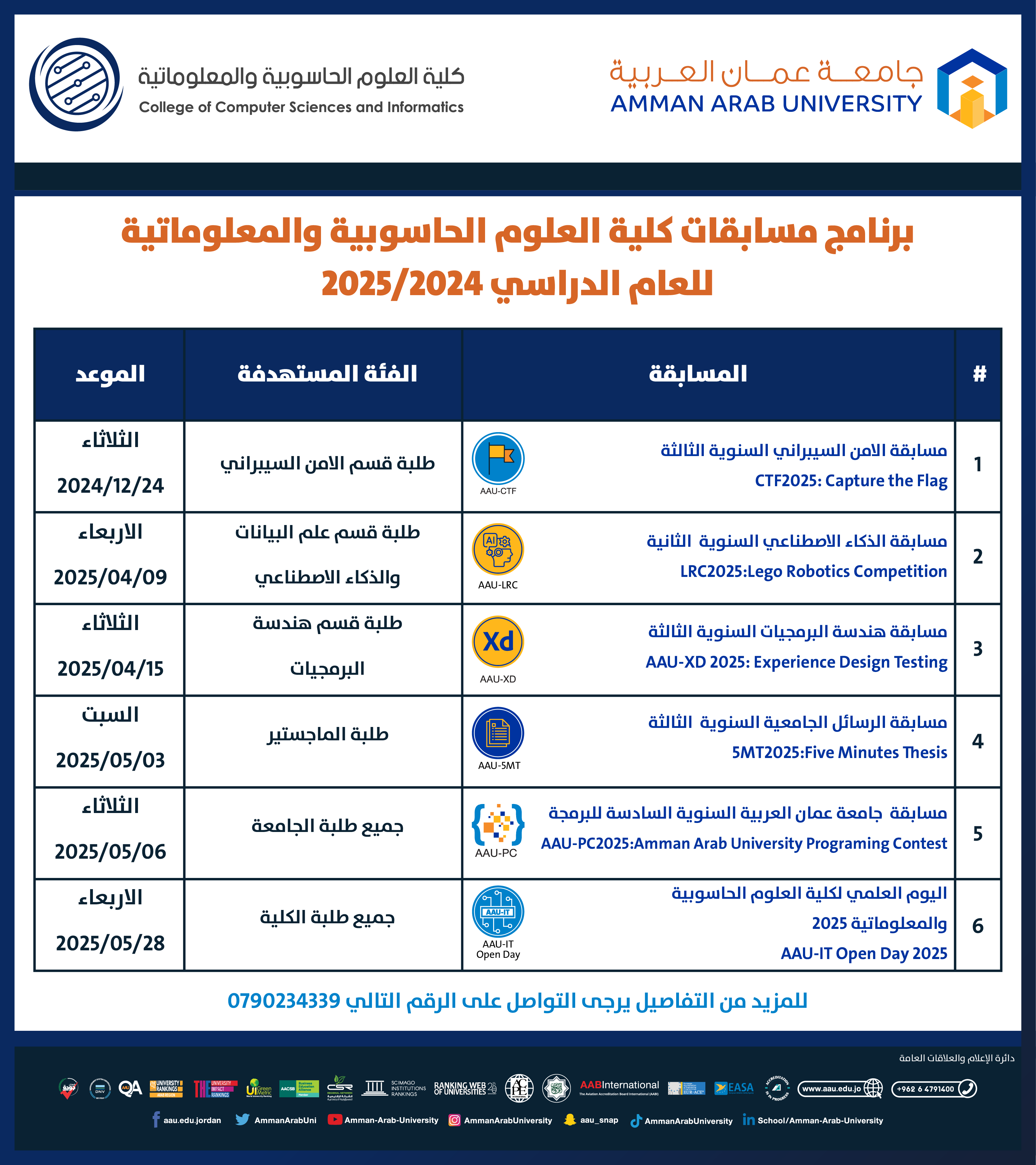 اعلان المسابقات التي تعقد في كليةالعلوم الحاسوبية للعام الجامعي 2024-2025